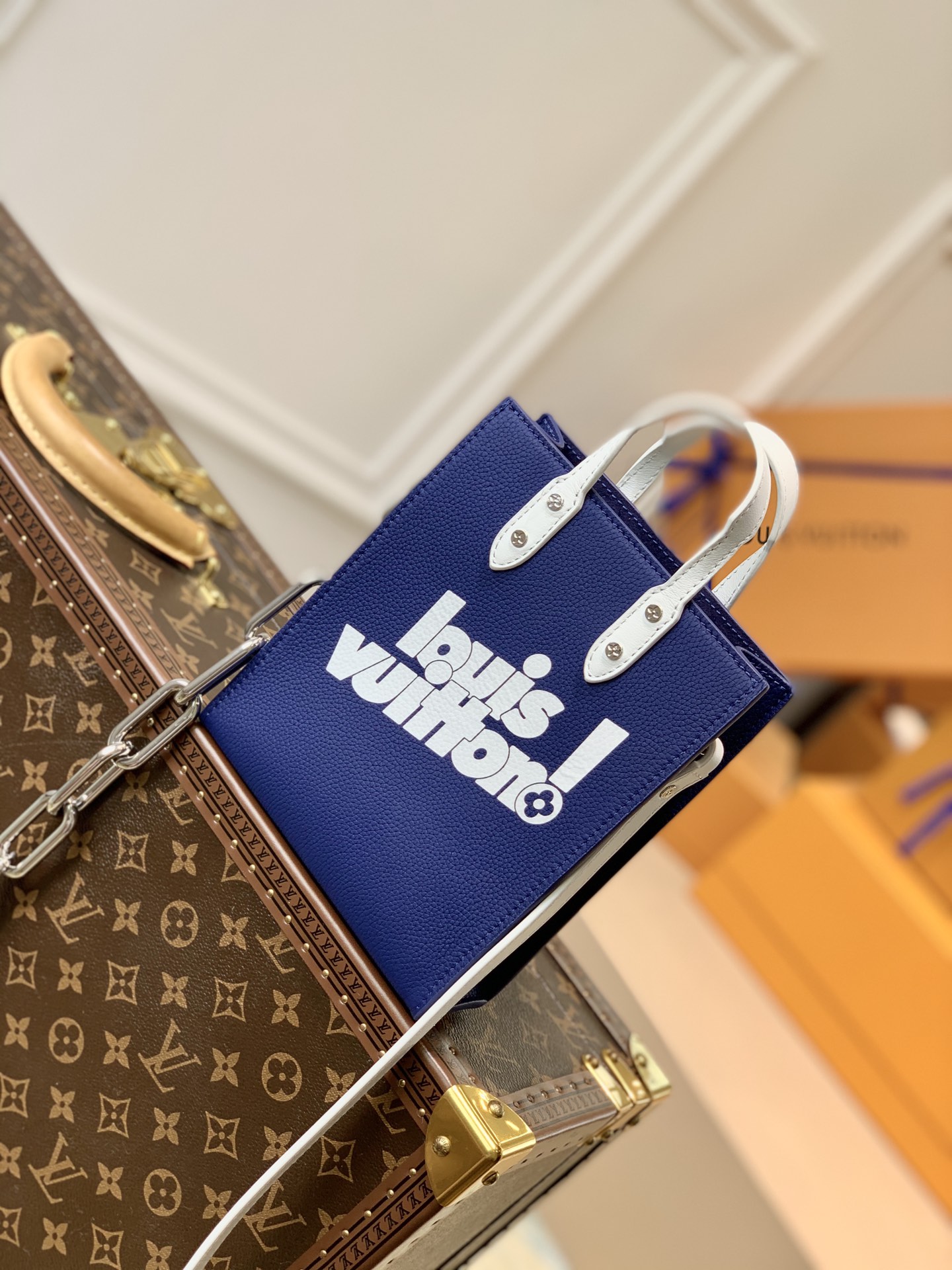 Replica Louis Vuitton Blue & White Leather Everyday LV Sac Plat XS - Handbag | Pre-Owned & Certified | Used Second Hand | Unisex