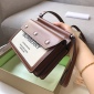 Replica BURBERRY Smooth Calfskin Canvas Horseferry Print Mini Title Bag with Pocket Natural Malt Brown