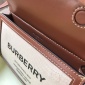 Replica BURBERRY Smooth Calfskin Canvas Horseferry Print Mini Title Bag with Pocket Natural Malt Brown