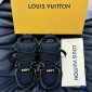 Replica LOUIS VUITTON leather low trainers black