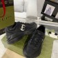 Replica Gucci Men's Black Leather Rhyton Low-top Logo Sneakers Shoes