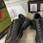 Replica Gucci Men's Black Leather Rhyton Low-top Logo Sneakers Shoes