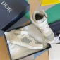 Replica B27 Gray and Beige Smooth Calfskin with Gray Dior Oblique Galaxy Leather High Top Sneakers