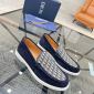 Replica DIOR - Granville Loafer Navy Blue Suede With Beige And Black Oblique Jacquard