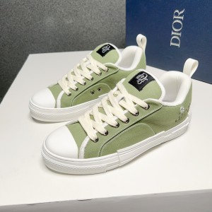 Dior Walk'N'Dior Low Top Green Faded Cannage Embroidered Denim 
