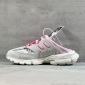 Replica Track Sneaker in White and Neon Pink Mesh and Nylon