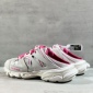 Replica Track Sneaker in White and Neon Pink Mesh and Nylon