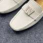 Replica Louis Vuitton White Leather Oxford Gold Logo Driving Loafers Calfskin Shoes