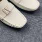 Replica Louis Vuitton White Leather Oxford Gold Logo Driving Loafers Calfskin Shoes