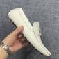 Replica Louis Vuitton White Leather Oxford Gold Logo Driving Loafers Calfskin Shoes