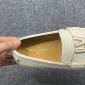 Replica Louis Vuitton White Leather Oxford Gold Logo Driving Loafers Calfskin Shoes