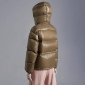 Replica Moncler Abbaye Contrast Branded Padded Jacket Brown