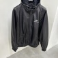 Replica BALENCIAGA Logo-Print Leather Hooded Jacket for Men