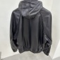 Replica BALENCIAGA Logo-Print Leather Hooded Jacket for Men