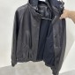 Replica BALENCIAGA Logo-Print Leather Hooded Jacket for Men