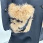 Replica Fendi Long-Sleeve Fox Fur-Trim Pocket Logo Coat