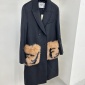 Replica Fendi Long-Sleeve Fox Fur-Trim Pocket Logo Coat