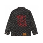 Replica LOUIS VUITTON Made To Order Embroidered Monogram Denim Overshirt Black. Size 50