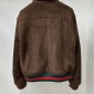 Replica Gucci Web Accent Lamb Fur Bomber Jacket - Brown Outerwear