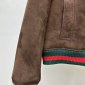 Replica Gucci Web Accent Lamb Fur Bomber Jacket - Brown Outerwear