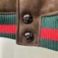 Replica Gucci Web Accent Lamb Fur Bomber Jacket - Brown Outerwear