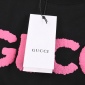 Replica GUCCI pink letter embroidery three-dimensional logo solid color round neck short sleeve