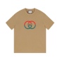 Replica Gucci Digital printing double G letter logo short-sleeved T-shirt brownness