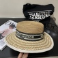 Replica Dior holiday straw hat with jacquard monogrammed pearl ribbon