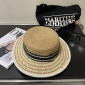 Replica Dior holiday straw hat with jacquard monogrammed pearl ribbon