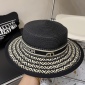 Replica Dior holiday straw hat with jacquard monogrammed pearl ribbon