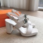Replica Hermes high-heeled sandals with large metal buttonsHermes high-heeled sandals with large metal buttons