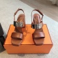 Replica Hermes high-heeled sandals with large metal buttons