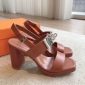 Replica Hermes high-heeled sandals with large metal buttons