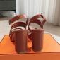 Replica Hermes high-heeled sandals with large metal buttons