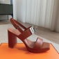 Replica Hermes high-heeled sandals with large metal buttons