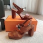 Replica Hermes high-heeled sandals with large metal buttons