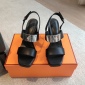 Replica Hermes high-heeled sandals with large metal buttons