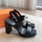 Replica Hermes high-heeled sandals with large metal buttons