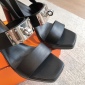 Replica Hermes high-heeled sandals with large metal buttons