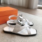 Replica Hermes large metal buckle square toe sandals