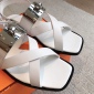 Replica Hermes large metal buckle square toe sandals