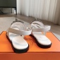 Replica Hermes large metal buckle square toe sandals