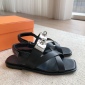 Replica Hermes large metal buckle square toe sandals