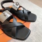 Replica Hermes large metal buckle square toe sandals