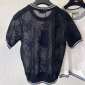 Replica Fendi Black Embroidered Floral Mesh Fishnet Short Sleeve Crop Top