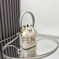 Replica Fendi Mini Mon Tresor Bucket Bag In ROMA Logo Calf Leather White