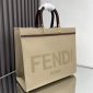 Replica FENDI Canvas Vitello King Logo Embroidered Medium Fendi Sunshine Shopper Tote Sand Ghianda