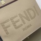 Replica FENDI Canvas Vitello King Logo Embroidered Medium Fendi Sunshine Shopper Tote Sand Ghianda