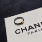 Replica Chanel letter double C stainless steel black color preserving series modeling ring