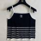 Replica CHANEL Black and white striped tank top